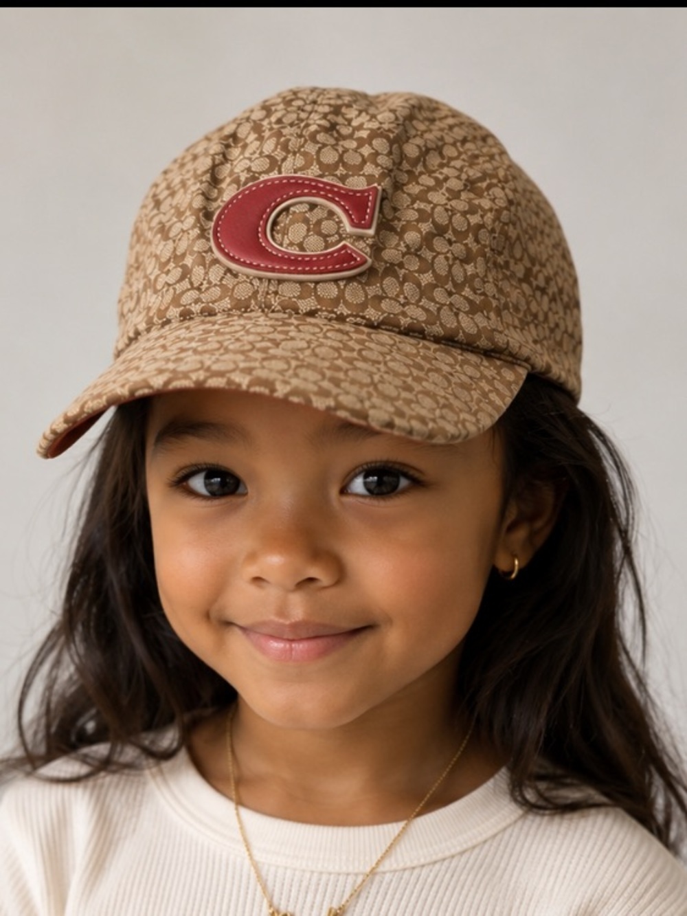 Coach Kids Signature Logo Baseball Cap - Brown & Tan Size S/M NWOT